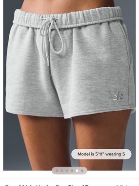 ALO Yoga Light Gray Drawstring Fleece Athletic Shorts